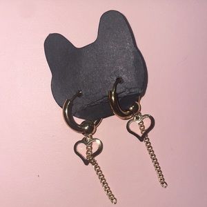 Mega Earrings in Gold Heart Huggies hoops